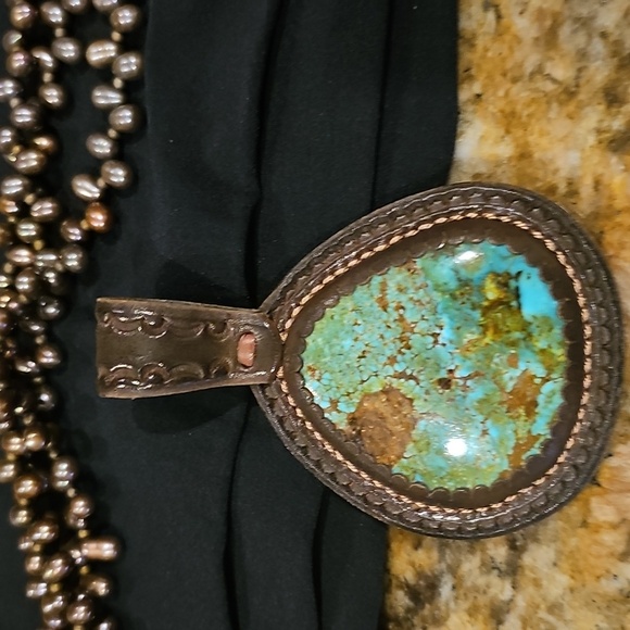 J. FORKS DESIGNS 75 CT ROYSTON TURQUOISE & PEACOCK FRESHWATER PEARL NECKLACE! - Picture 10 of 11